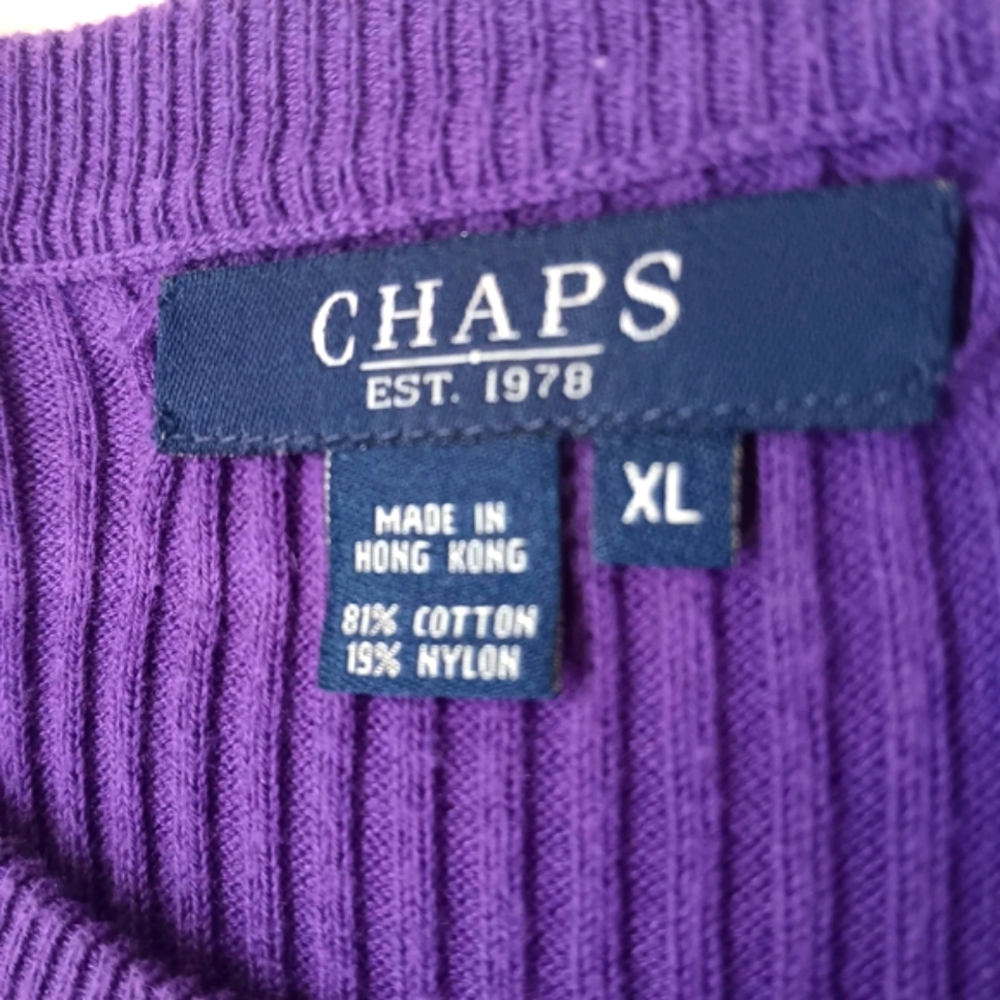 CHAPS Purple Ribbed Sweater with Buttons | EUC - Picture 3 of 9